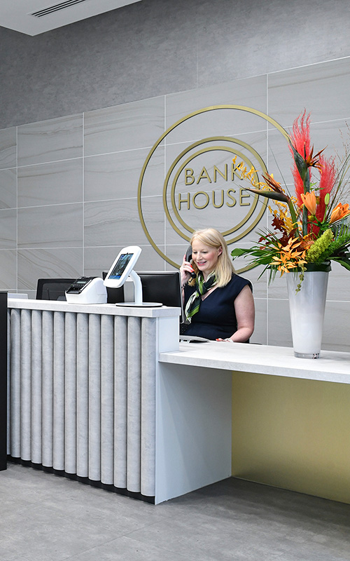 Stylish office building reception for access to all refurbished offices