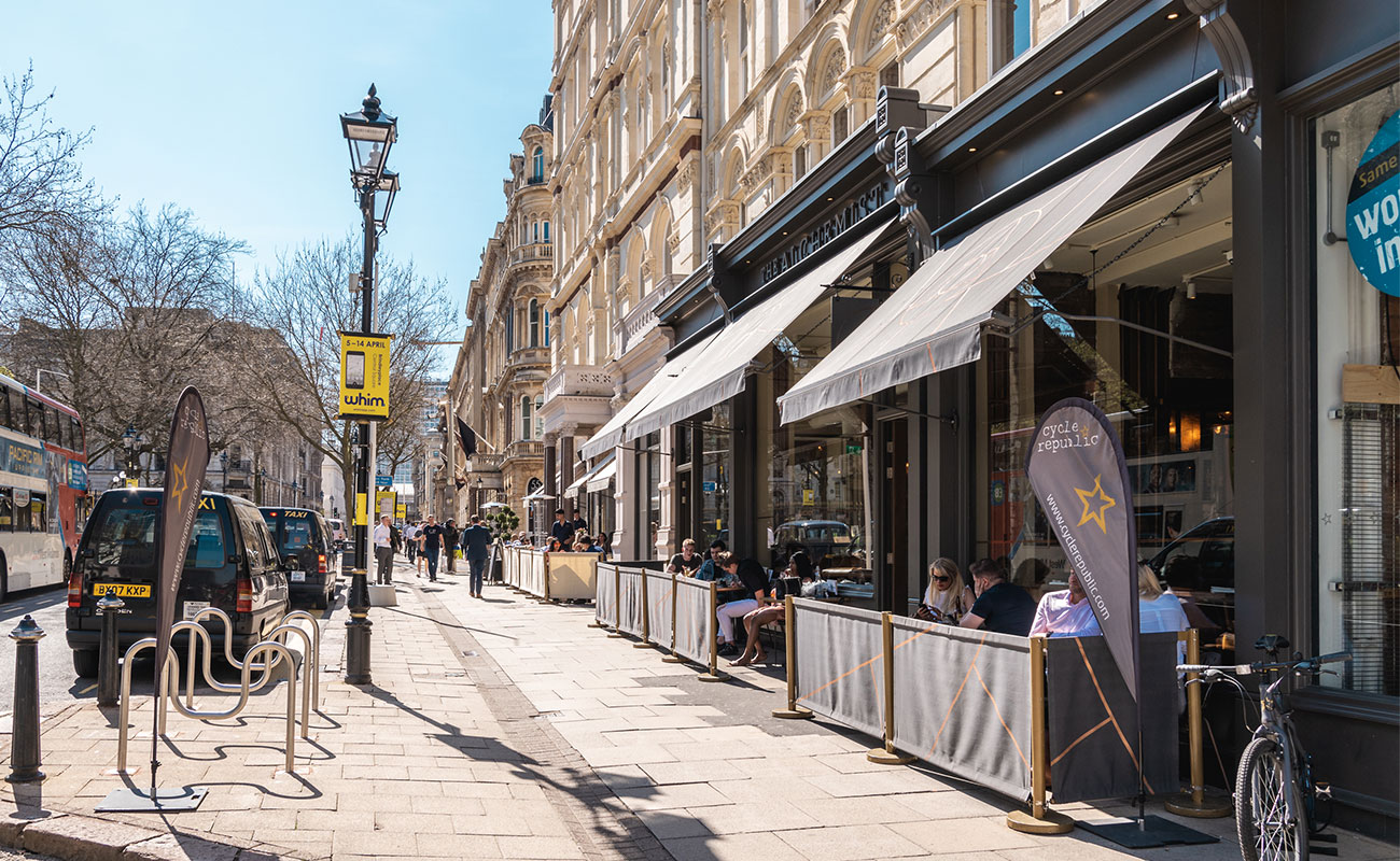 Colmore Row shops in Birmingham city centre, near to Bank House offices