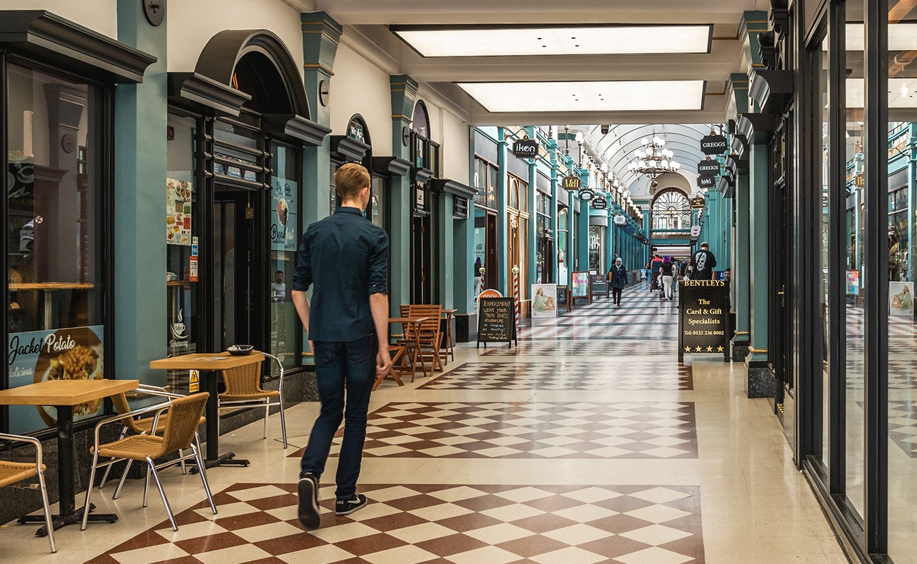 Great Western arcade in Birmingham city centre, near to Bank House offices