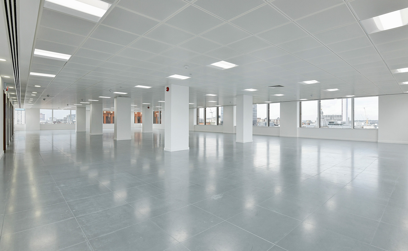 Empty floorplate for the refurbished offices at Bank House.