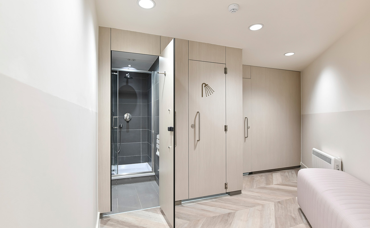Shower and changing facilities built in at Bank House.
