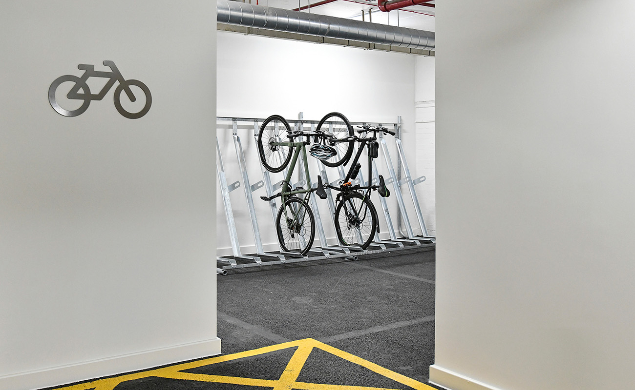 Secure bicycle storage on site at Bank House.