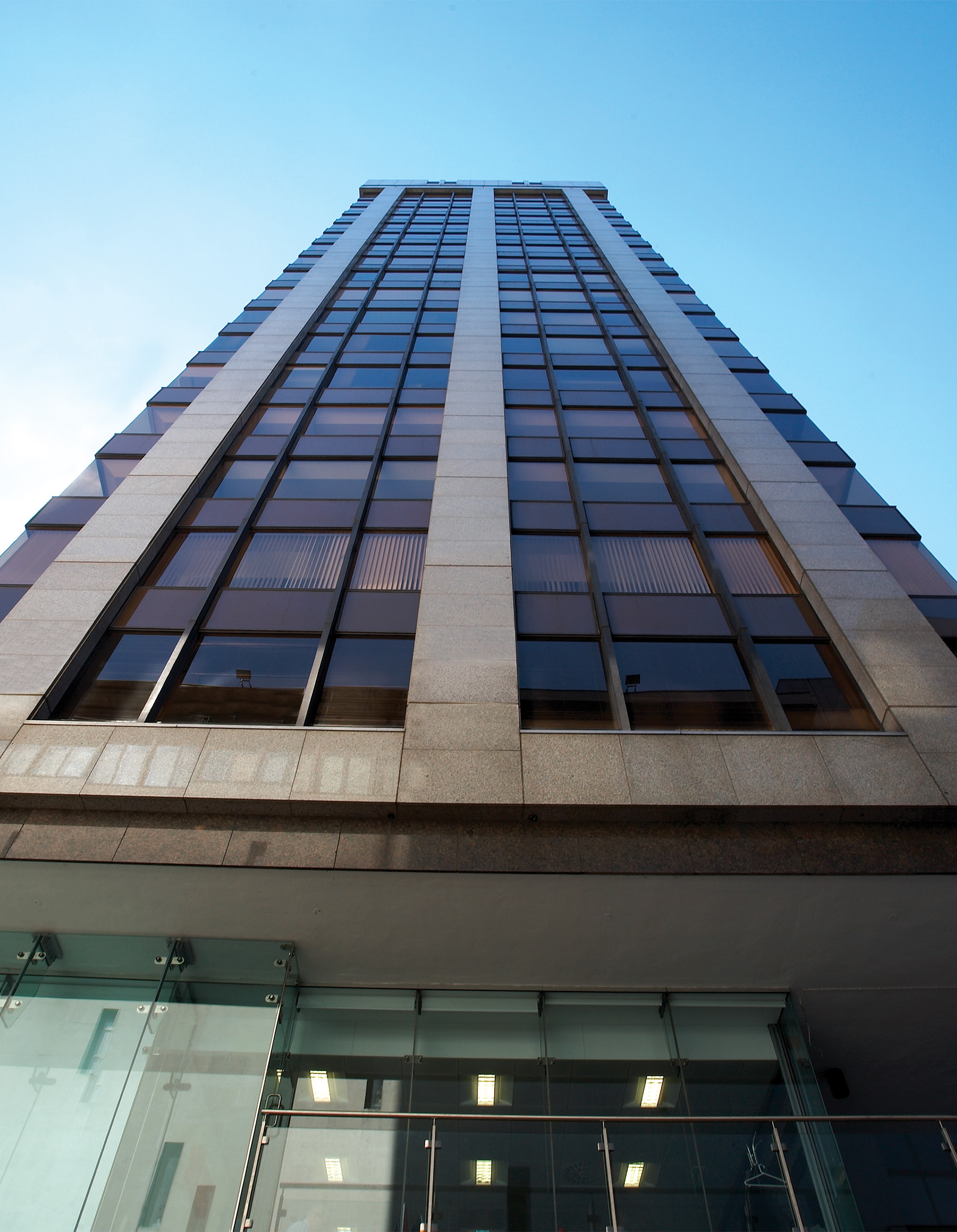 External view of the tall Bank House offices to let in Birmingham